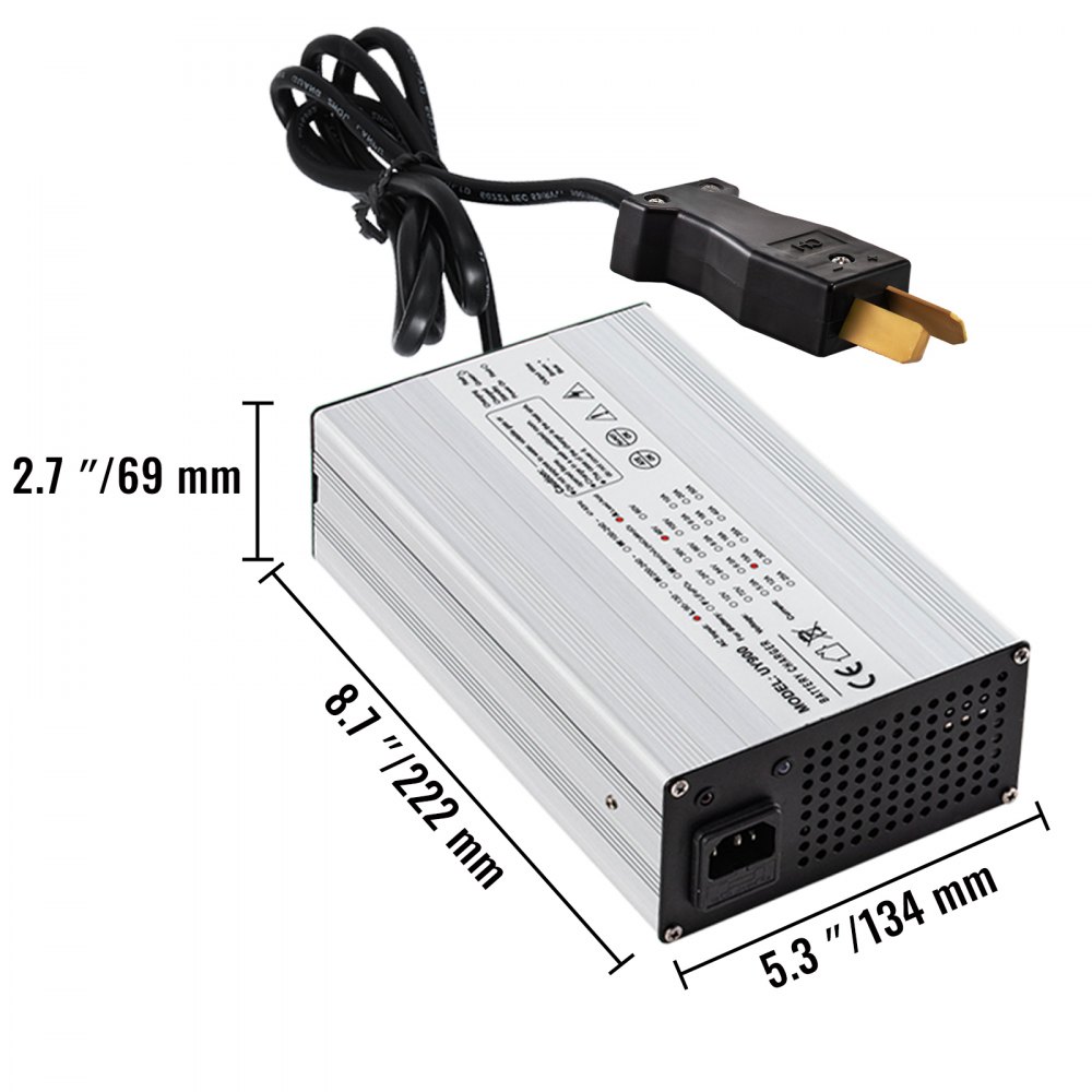 VEVOR Golf Cart Cargador de batería Club Car Charger 36V 18A Enchufe extendido para Ez Go