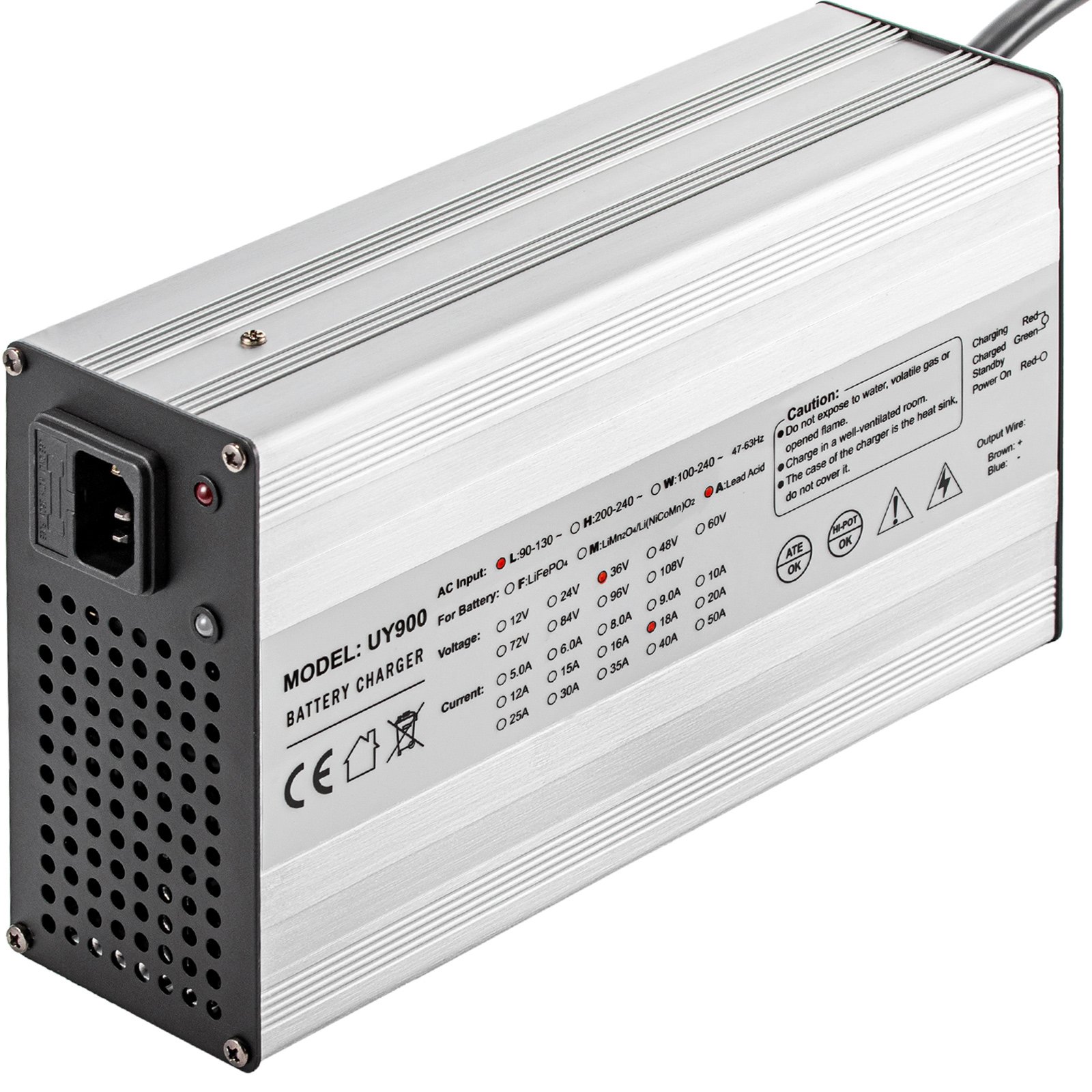 VEVOR Golf Cart Cargador de batería Club Car Charger 36V 18A Enchufe extendido para Ez Go