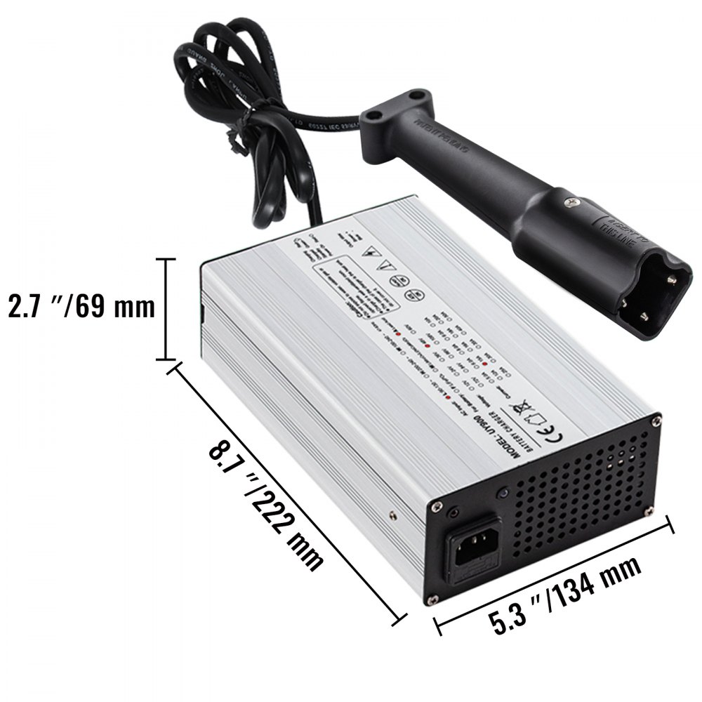 Cargador de batería para carrito de Golf VEVOR de 48 voltios y 15 amperios con G29 Drive/cargador de batería de coche LED Club carcasa de aluminio Power Wise para Ez Go Yamaha