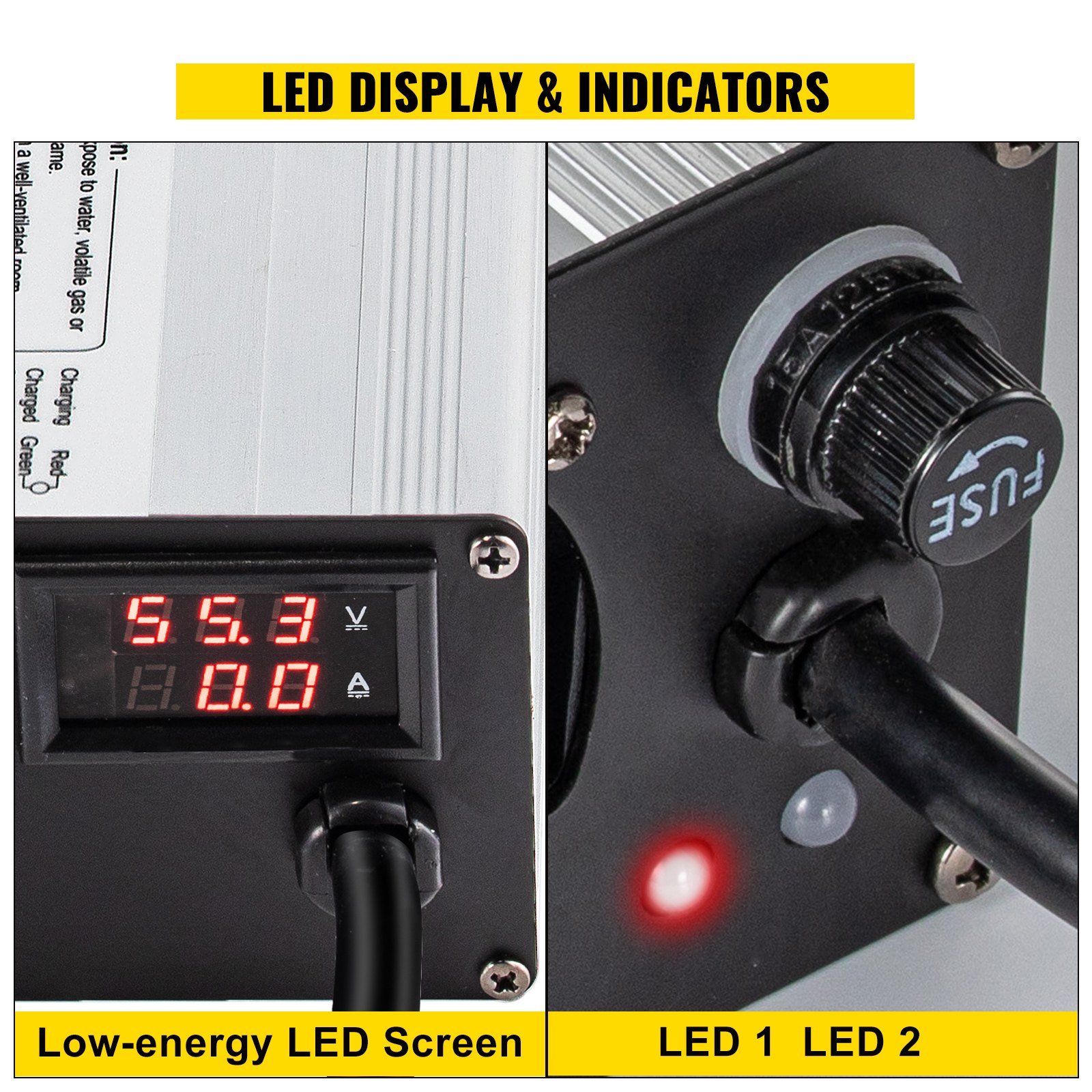 Cargador de batería para carrito de Golf VEVOR de 48 voltios y 15 amperios con G29 Drive/cargador de batería de coche LED Club carcasa de aluminio Power Wise para Ez Go Yamaha