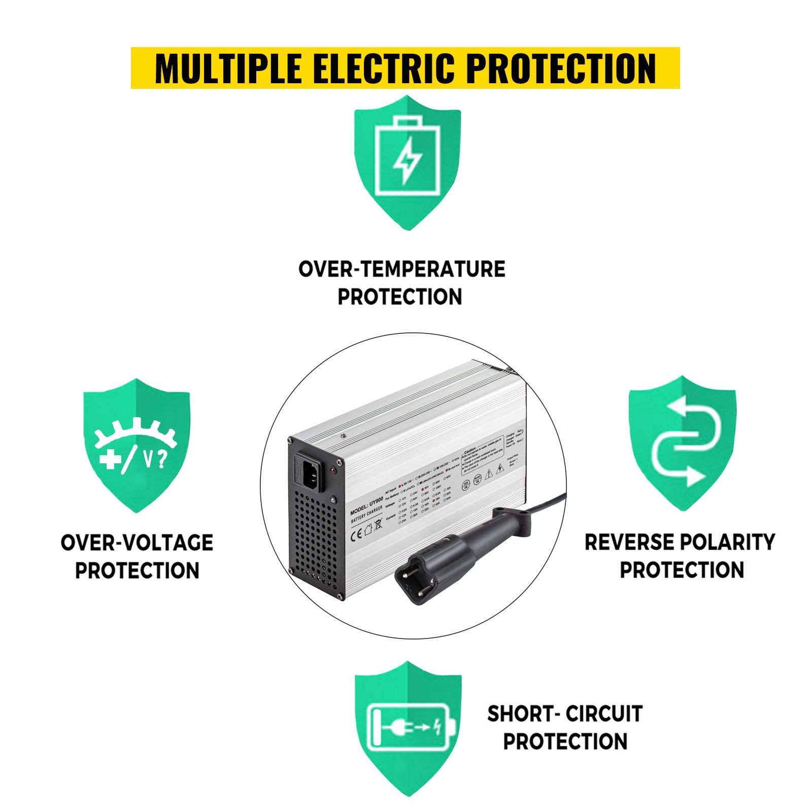 Cargador de batería para carrito de Golf VEVOR de 48 voltios y 15 amperios con G29 Drive/cargador de batería de coche LED Club carcasa de aluminio Power Wise para Ez Go Yamaha