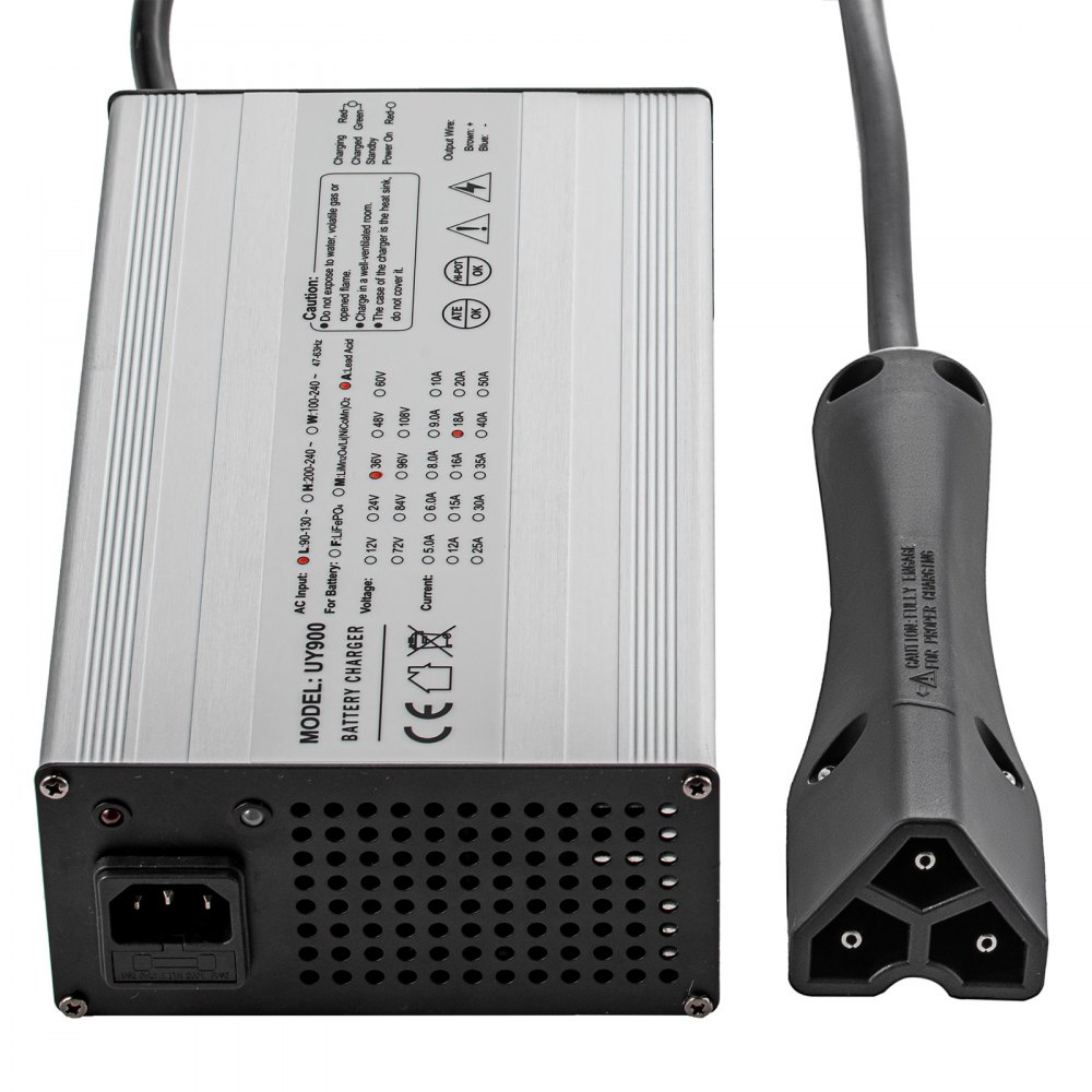 VEVOR Cargador de batería para carrito de golf 48 V Cargador de coche de club 15 A Cargador eléctrico de carrito de golf con enchufe RXV/Cargador de batería de coche de club LED Carcasa de aluminio Power Wise Cargador de batería de carrito de golf para Ez Go Yamaha