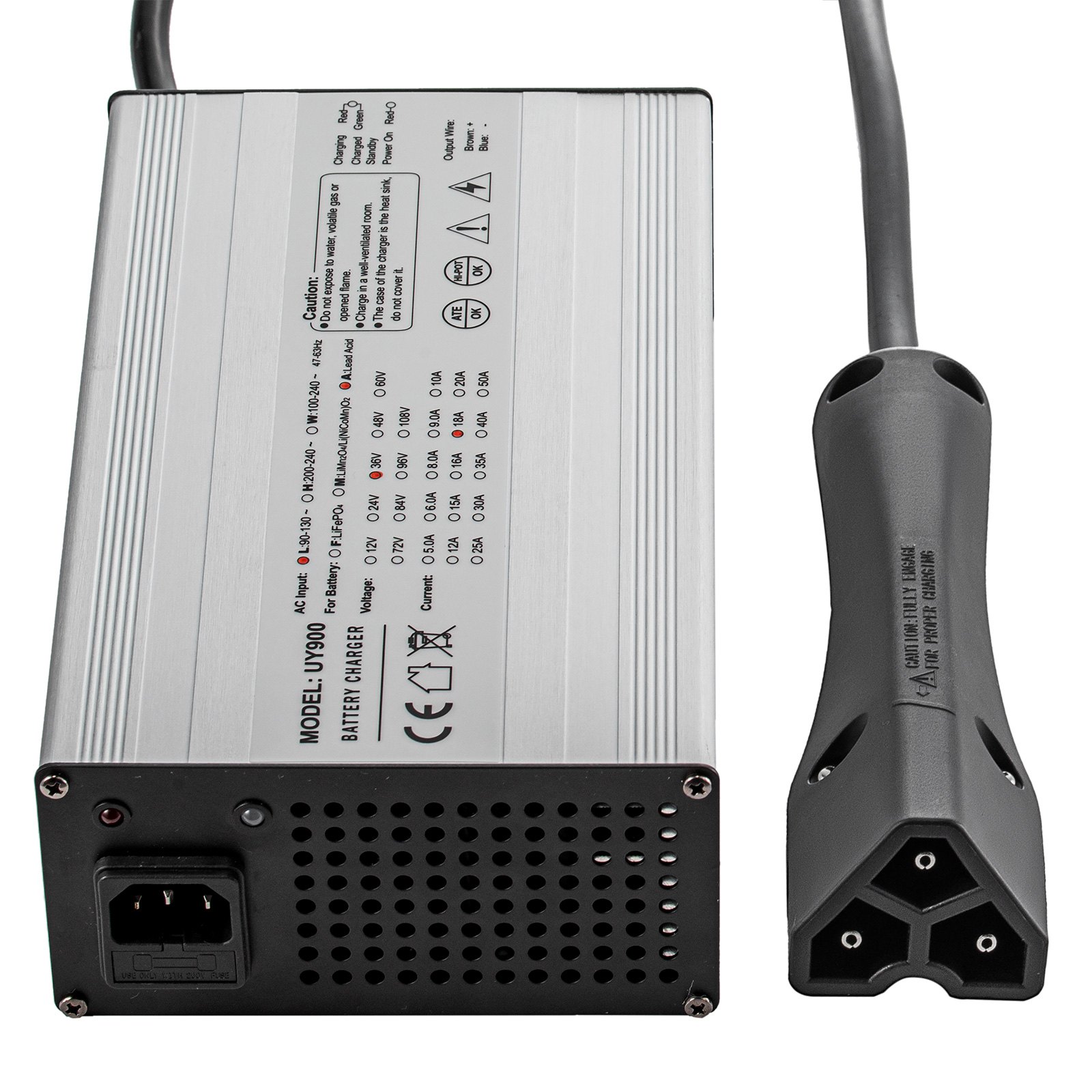 VEVOR Cargador de batería para carrito de golf 48 V Cargador de coche de club 15 A Cargador eléctrico de carrito de golf con enchufe RXV/Cargador de batería de coche de club LED Carcasa de aluminio Power Wise Cargador de batería de carrito de golf para Ez Go Yamaha