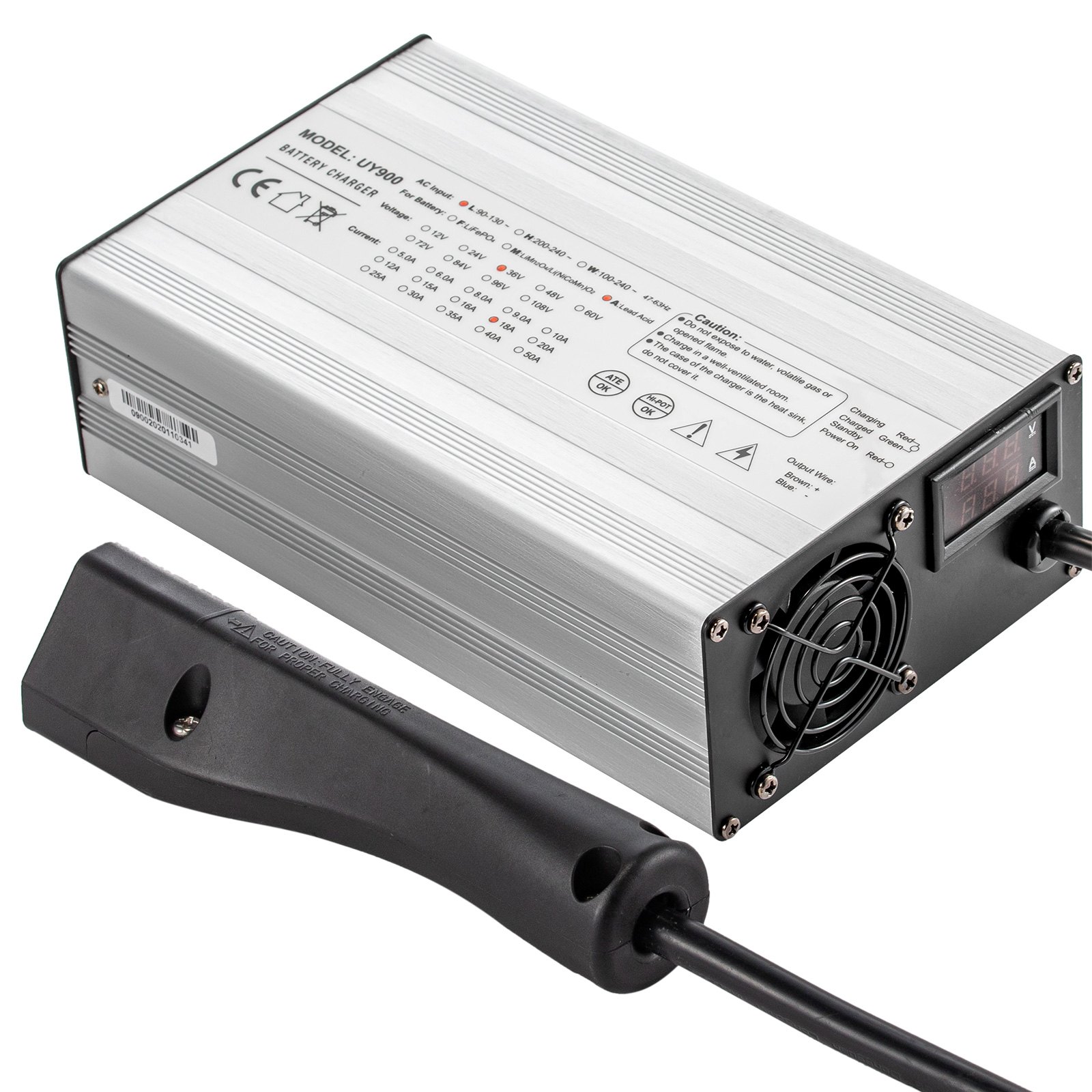 VEVOR Cargador de batería para carrito de golf 48 V Cargador de coche de club 15 A Cargador eléctrico de carrito de golf con enchufe RXV/Cargador de batería de coche de club LED Carcasa de aluminio Power Wise Cargador de batería de carrito de golf para Ez Go Yamaha