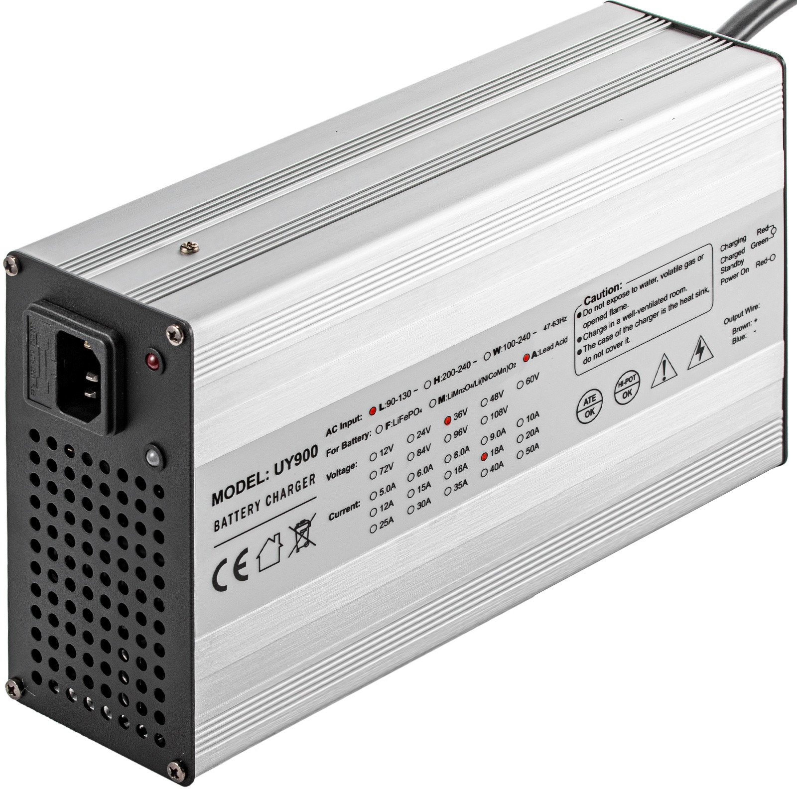 VEVOR Cargador de batería para carrito de golf 48 V Cargador de coche de club 15 A Cargador eléctrico de carrito de golf con enchufe RXV/Cargador de batería de coche de club LED Carcasa de aluminio Power Wise Cargador de batería de carrito de golf para Ez Go Yamaha