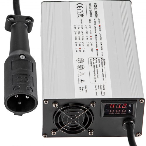 VEVOR Cargador de batería para carrito de golf 48 V Cargador de coche de club 15 A Cargador eléctrico de carrito de golf Cargador de batería de coche de 3 pines redondo/LED Cargador de batería de coche de coche Carcasa de aluminio Power Wise Cargador de batería de carrito de golf para Ez Go Yamaha