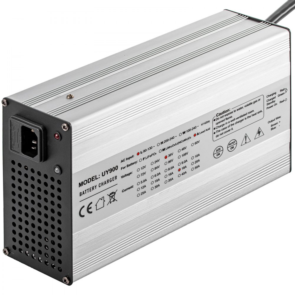 VEVOR Cargador de batería para carrito de golf 48 V Cargador de coche de club 15 A Cargador eléctrico de carrito de golf Cargador de batería de coche de 3 pines redondo/LED Cargador de batería de coche de coche Carcasa de aluminio Power Wise Cargador de batería de carrito de golf para Ez Go Yamaha