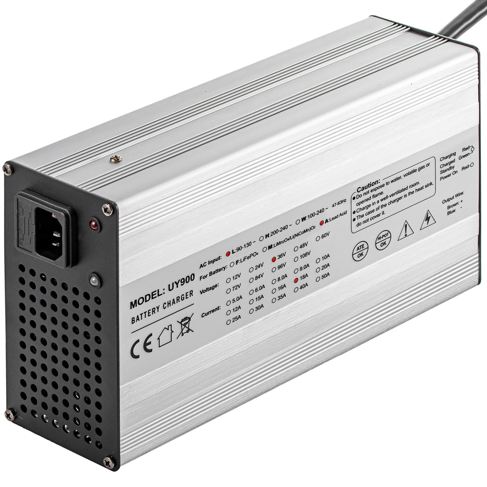 VEVOR Cargador de batería para carrito de golf 48 V Cargador de coche de club 15 A Cargador eléctrico de carrito de golf Cargador de batería de coche de 3 pines redondo/LED Cargador de batería de coche de coche Carcasa de aluminio Power Wise Cargador de batería de carrito de golf para Ez Go Yamaha