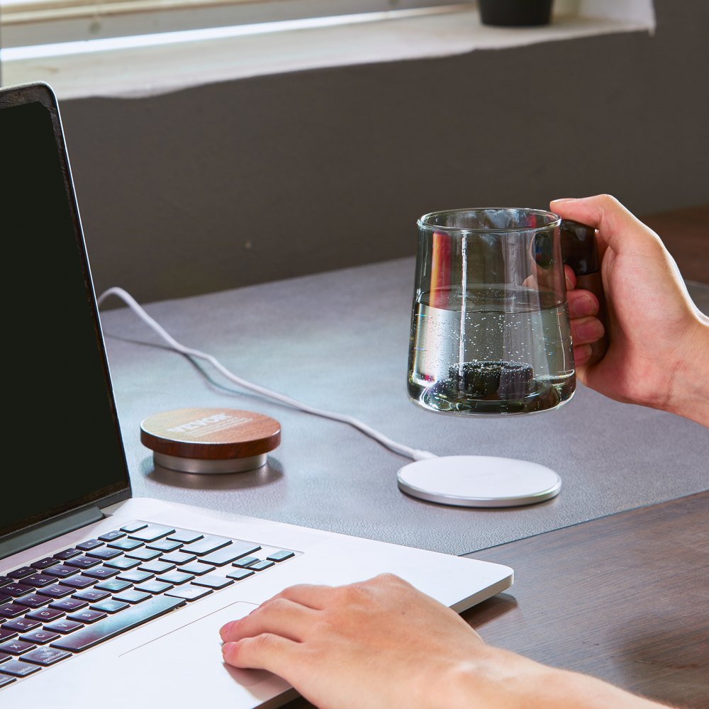 Vaso de agua de hidrógeno VEVOR, generador de hidrógeno de 400 ml/14,1 oz, máquina ionizadora de agua de hidrógeno portátil con tecnología SPE y base de carga inalámbrica, botella de agua rica en hidrógeno, vaso de vidrio para la salud.