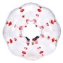 Pelota de parachoques inflable VEVOR transparente con asas rojas y correas de hombro ajustables negras y azules.
