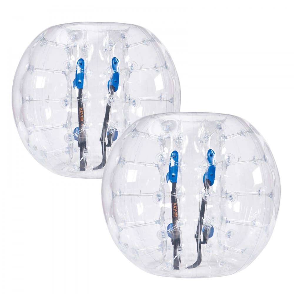 Dos pelotas de parachoques inflables VEVOR transparentes con arneses azules y correas negras.