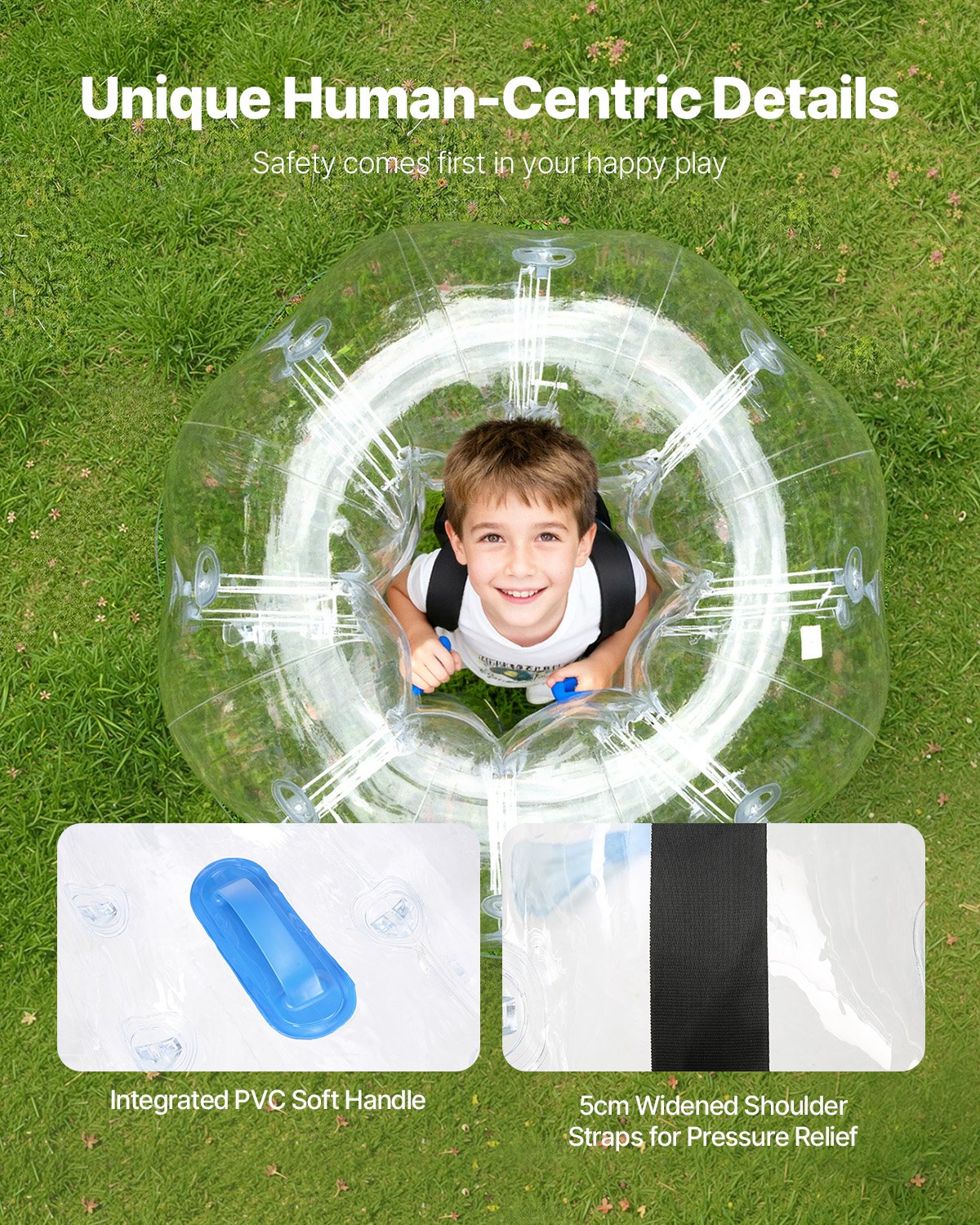 Paquete de 2 pelotas inflables VEVOR, pelotas Zorb de sumo de 1,2 m (4 pies) para adolescentes y adultos, pelotas de burbujas de PVC de 0,8 mm de grosor para juegos en equipo al aire libre, juguetes Bumper Bopper para jardín, patio y parque.