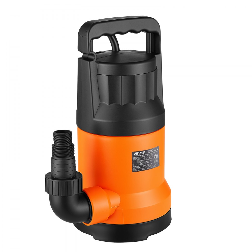 Bomba de agua sumergible VEVOR con manguera de 7,6 m (25 pies), 1,2 HP, 5000 GPH, bomba de sumidero portátil para extracción de agua, material termoplástico, para vaciar piscinas, estanques de jardín, jacuzzis y sótanos, resistente al agua IPX8.
