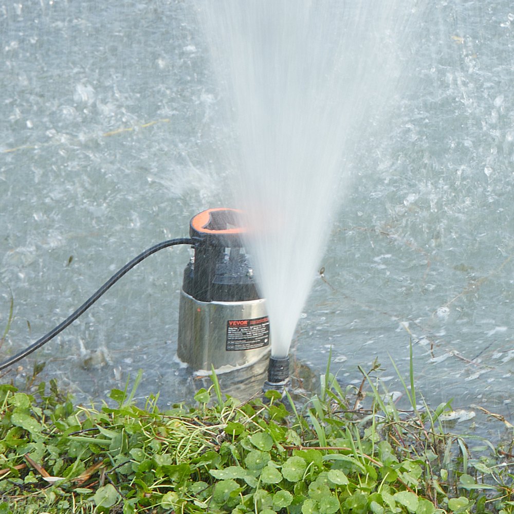 Bomba de sumidero VEVOR de 1 HP, 4020 GPH, elevación de 30 pies, sumergible de acero inoxidable, con cable de alimentación de 26 pies, interruptor de flotador de encendido/apagado automático, para drenaje de agua limpia y sucia en sótanos, inundaciones, piscinas, estanques, jardines, jacuzzis.