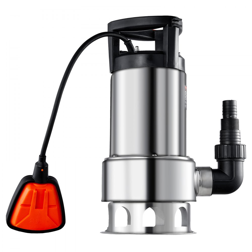 Bomba de sumidero VEVOR de 1 HP, 4020 GPH, elevación de 30 pies, sumergible de acero inoxidable, con cable de alimentación de 26 pies, interruptor de flotador de encendido/apagado automático, para drenaje de agua limpia y sucia en sótanos, inundaciones, piscinas, estanques, jardines, jacuzzis.