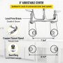 VEVOR Grifo comercial con pulverizador de preenjuague, grifo de cocina de montaje en pared central ajustable de 8 pulgadas con caño giratorio de 12 pulgadas, grifo de fregadero con compartimento de 43 pulgadas de altura para restaurante industrial, latón sin plomo