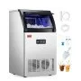 VEVOR Máquina para hacer hielo comercial, 130 libras/24 horas, máquina para hacer hielo, 55 cubitos de hielo en 12-15 minutos, máquina para hacer hielo con gabinete independiente con capacidad de almacenamiento de 24 libras, pantalla digital LED, para bar, hogar, oficina, restaurante