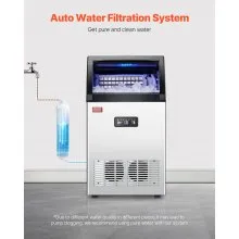 VEVOR Máquina para hacer hielo comercial, 130 libras/24 horas, máquina para hacer hielo, 55 cubitos de hielo en 12-15 minutos, máquina para hacer hielo con gabinete independiente con capacidad de almacenamiento de 24 libras, pantalla digital LED, para bar, hogar, oficina, restaurante