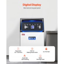 VEVOR Máquina para hacer hielo comercial, 130 libras/24 horas, máquina para hacer hielo, 55 cubitos de hielo en 12-15 minutos, máquina para hacer hielo con gabinete independiente con capacidad de almacenamiento de 24 libras, pantalla digital LED, para bar, hogar, oficina, restaurante