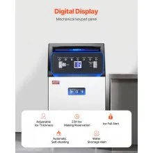VEVOR Máquina para hacer hielo comercial, 130 libras/24 horas, máquina para hacer hielo, 55 cubitos de hielo en 12-15 minutos, máquina para hacer hielo con gabinete independiente con capacidad de almacenamiento de 24 libras, pantalla digital LED, para bar, hogar, oficina, restaurante