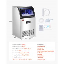 VEVOR Máquina para hacer hielo comercial, 130 libras/24 horas, máquina para hacer hielo, 55 cubitos de hielo en 12-15 minutos, máquina para hacer hielo con gabinete independiente con capacidad de almacenamiento de 24 libras, pantalla digital LED, para bar, hogar, oficina, restaurante