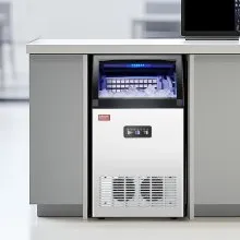 VEVOR Máquina para hacer hielo comercial, 130 libras/24 horas, máquina para hacer hielo, 55 cubitos de hielo en 12-15 minutos, máquina para hacer hielo con gabinete independiente con capacidad de almacenamiento de 24 libras, pantalla digital LED, para bar, hogar, oficina, restaurante