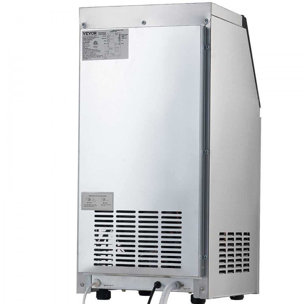 Máquina de hielo comercial VEVOR, 80 lb/24 h, 40 cubitos de hielo en 12-15 minutos, máquina de hielo de gabinete independiente con capacidad de almacenamiento de 27.5 lb, pantalla digital LED, para bar, hogar, oficina, restaurante