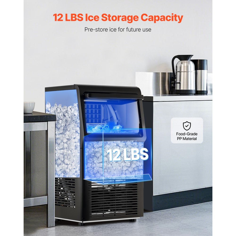 Máquina para fabricar hielo comercial VEVOR, 31 kg/24 h, capacidad de almacenamiento de 5,4 kg, 36 cubitos de hielo en 15 minutos, pantalla digital LED, autolimpiable, para bares, oficinas y restaurantes.