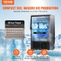 Máquina de hielo comercial VEVOR con 36 bandejas de hielo, almacenamiento de 12 libras y dispensación rápida de hielo en 15 minutos.