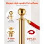 VEVOR - Postes y cuerdas de terciopelo (4 unidades), base hueca con poste de acero inoxidable, 2 postes y cuerdas de terciopelo rojo, barreras de control de multitudes, postes dorados, postes para alfombra roja para fiestas