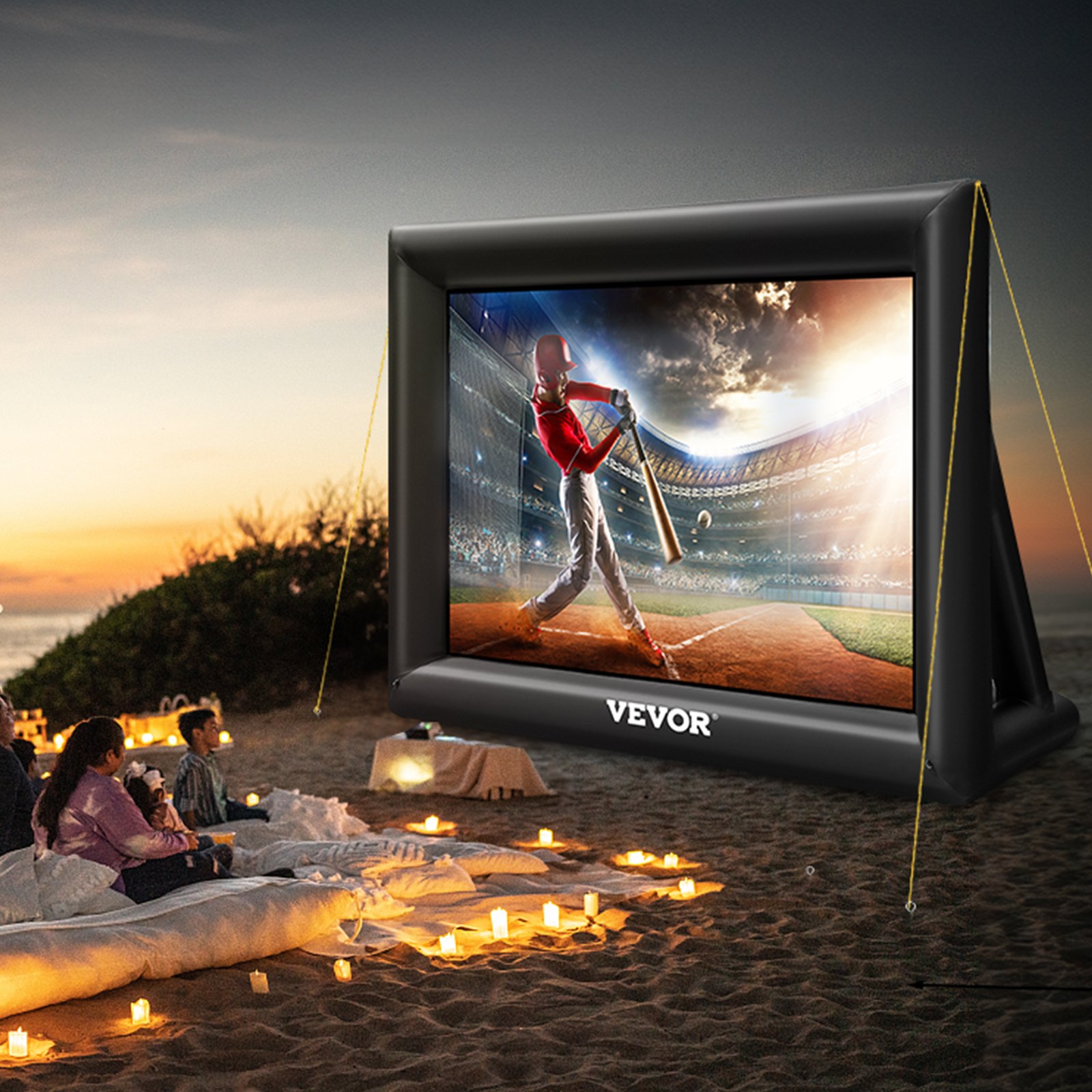 Pantalla de cine inflable VEVOR de 20 pies, pantalla de proyector inflable para exteriores con soplador de aire de 350 W, pantalla inflable de tela Oxford, pantalla inflable para películas al aire libre, admite proyección frontal y trasera.