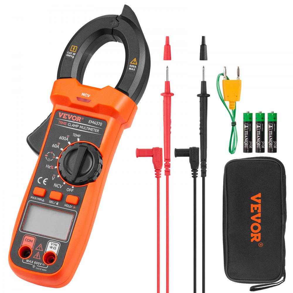 Medidor de abrazadera digital VEVOR Multímetro True RMS AC DC Volt Amp NCV Medición