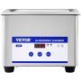 Limpiador ultrasónico VEVOR con pantalla digital y botones de control en cuerpo de acero inoxidable.