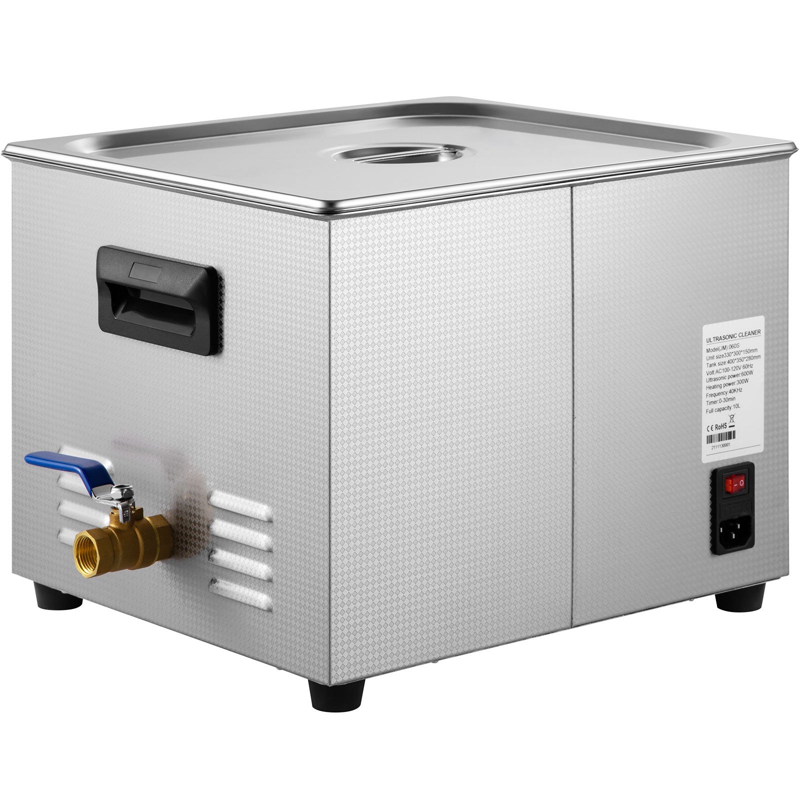 Limpiador ultrasónico VEVOR de 15 l (calentador de 600 W, ultrasónico de 360 W), limpiador digital profesional de piezas de laboratorio con temporizador de calentamiento para la limpieza de instrumentos dentales de vidrio.