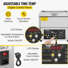 VEVOR Limpiador ultrasónico digital 6L Máquina de limpieza ultrasónica 50kHz 110V Máquina limpiadora sónica Máquina limpiadora ultrasónica de acero inoxidable 304 con calentador y temporizador para limpiar joyas Gafas Relojes