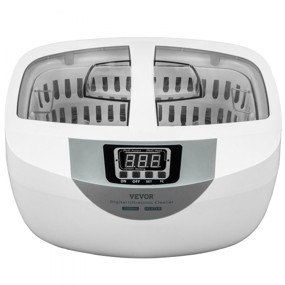 VEVOR Limpiador ultrasónico 2.5L Limpiador ultrasónico de joyas 40kHz Máquina limpiadora ultrasónica de joyas Plástico ABS y acero inoxidable 304 Limpiador sónico con calentador y temporizador para frutas Joyas Gafas Relojes