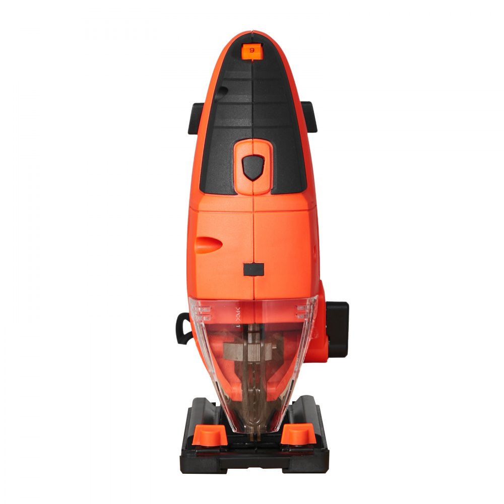 Sierra de calar VEVOR, 6,5 A, velocidad de hoja de 3000 rpm, sierra de calar eléctrica con 6 hojas, luz LED, 6 velocidades variables, cortes biselados de 0 a 45°, 4 configuraciones orbitales para cortes rectos/circulares, para madera y metal.