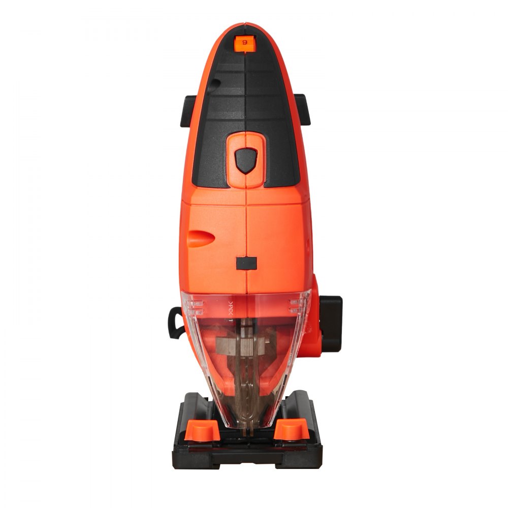 Sierra de calar VEVOR, 6,5 A, velocidad de hoja de 3000 rpm, sierra de calar eléctrica con 6 hojas, luz LED, 6 velocidades variables, cortes biselados de 0 a 45°, 4 configuraciones orbitales para cortes rectos/circulares, para madera y metal.