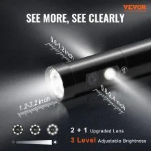 VEVOR Endoscopio industrial de triple lente, cámara de inspección de boroscopio con pantalla IPS de 5 pulgadas con luces, pantalla dividida, zoom 8x, cámara de serpiente de drenaje impermeable IP67 para automóvil, plomería (cable de 16.5 pies, tarjeta de 32 GB)