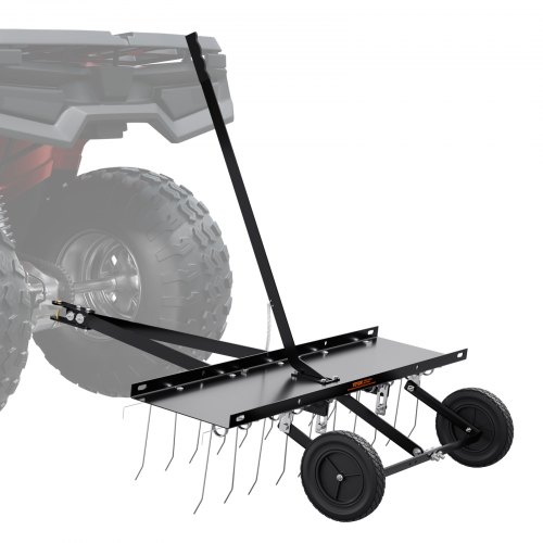 VEVOR Dethatcher de remolque detrás de 40 pulgadas con 20 púas de acero de resorte, rastrillo de césped para ATV o cortacésped, rastrillo de remolque detrás de césped con mango de elevación para césped de granja de jardín
