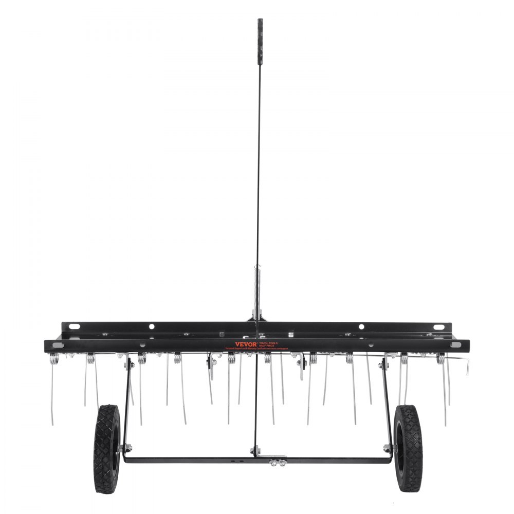 Desbrozadora de césped remolcable VEVOR de 40 pulgadas con 20 púas de acero flexibles, rastrillo para césped para vehículos todo terreno o cortacésped, rastrillo de césped remolcable con asa de elevación para césped de jardín o granja.