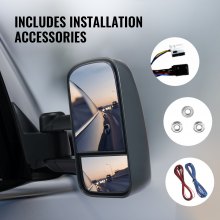 VEVOR Espejos de remolque, par izquierdo y derecho para Chevrolet Silverado (1988-1998)/GMC, espejo de remolque con vidrio plano y convexo, control manual telescópico plegable y ajuste de cuatro direcciones, negro
