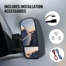 VEVOR Espejos de remolque, par izquierdo y derecho para Chevrolet Silverado (1988-1998)/GMC, espejo de remolque con vidrio plano y convexo, control manual telescópico plegable y ajuste de cuatro direcciones, negro