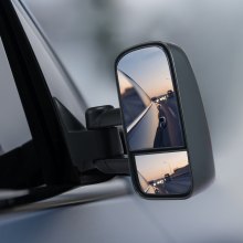 VEVOR Espejos de remolque, par izquierdo y derecho para Chevrolet Silverado (1988-1998)/GMC, espejo de remolque con vidrio plano y convexo, control manual telescópico plegable y ajuste de cuatro direcciones, negro