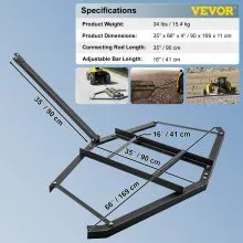 VEVOR Remolque de Arrastre de Entrada Ancho de 66'' Niveladora de Grava de Acero