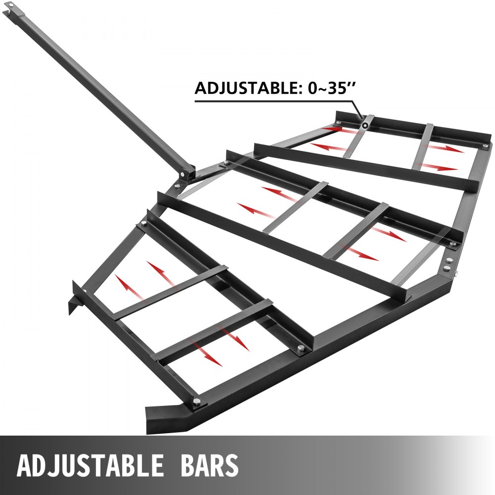 Rastra de arrastre VEVOR de 84" de ancho y 70" de largo y 4" de alto. Rastra para tractor de entrada con 6 barras ajustables, de acero resistente, niveladora para ATV, UTV y tractores de jardín.