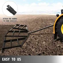 VEVOR Driveway Drag 84" de ancho, remolque detrás de Drag Harrow 70" de longitud, 4" de altura, Driveway Tractor Harrow con 6 barras ajustables, acero resistente, niveladora de entrada para ATV, UTV, tractores de césped de jardín