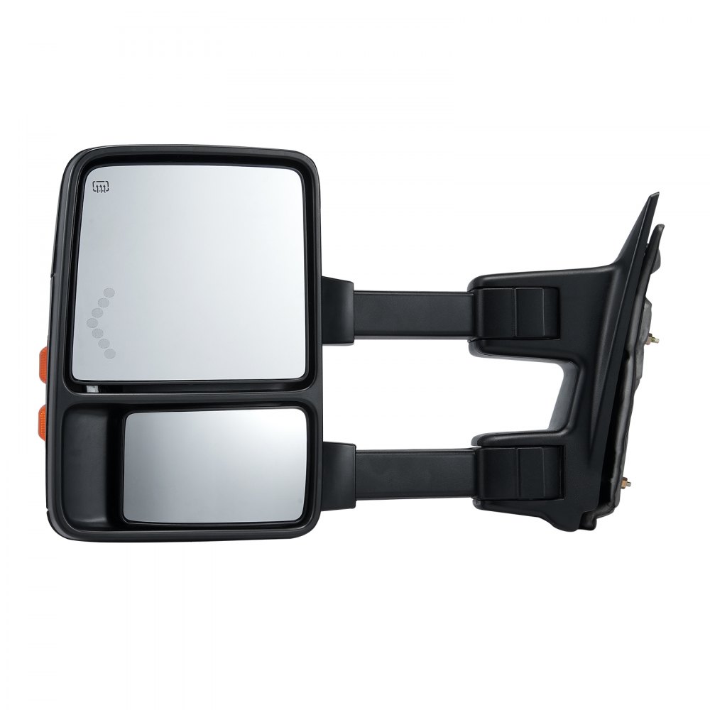 VEVOR Espejo Negro de Remolque Calefacción Eléctrica con Luz de Señal Vidrio Plano y Convexo, 2 piezas, Control Manual Telescópico Plegable Descongelación  para Ford F250 F350 F450 F550 1999-2007