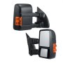 Espejos de remolque VEVOR negros para Ford F250 F350 F450 F550 con luces de señal ámbar y diseño de vidrio doble.