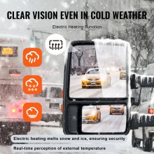 Espejos retrovisores VEVOR, par izquierdo y derecho para Ford F250 F350 F450 F550 2008-2016, con calefacción eléctrica y luz de señalización, vidrio plano y convexo, control manual, telescópicos plegables, calefacción y descongelación, color negro